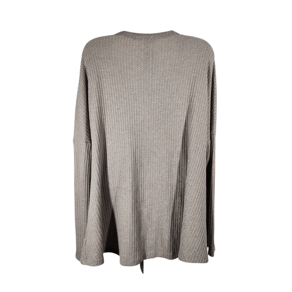 ANDREE BY UNIT EMBROIDERED WAFFLE KNIT BOHO TIE FRONT BLOUSE - Picture 2 of 9